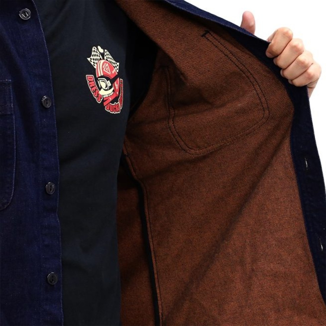 Dress Flannel Shirt Duck Navy-Orange